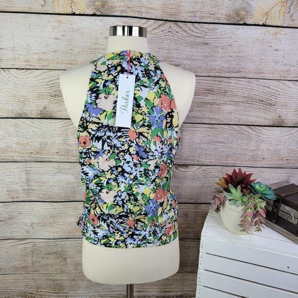 NWT Parker Kenna Silk Cannes Floral Top Large - Picture 6 of 10